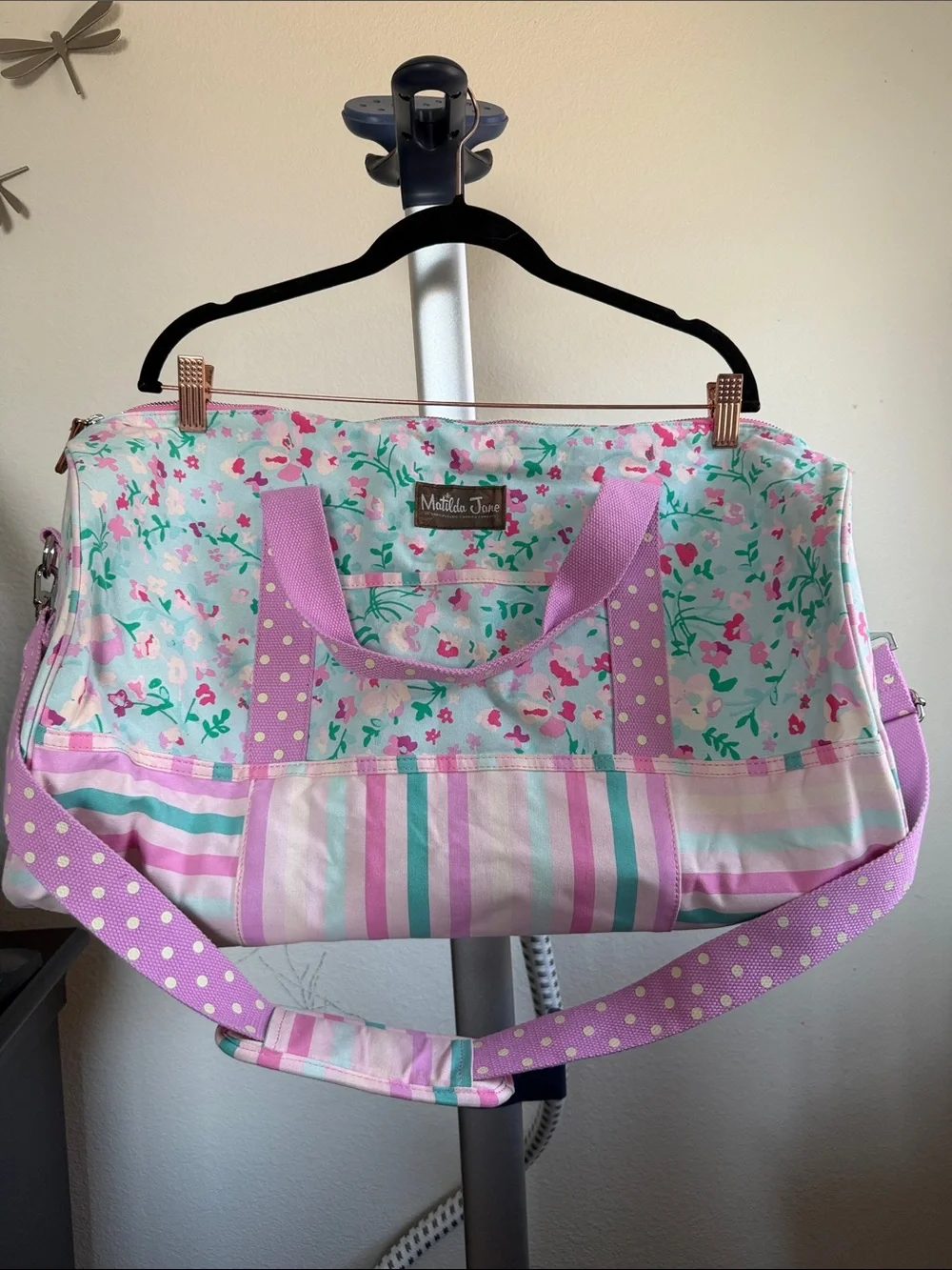 Matilda Jane Pink, Mint & Lavender Floral-Stripe Weekender Bag